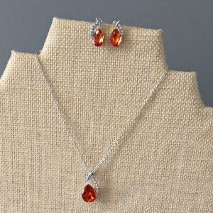 Elegant Silver and Orange Jewelry Set